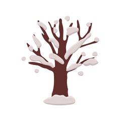 Four seasons tree - spring, summer, autumn, winter on white background. Vector illustration in flat cartoon style