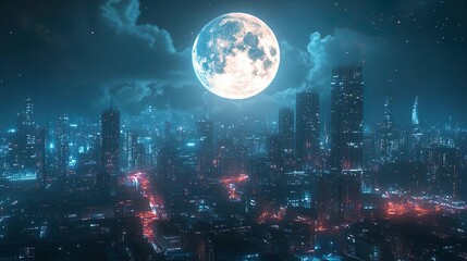Obraz premium Stunning 4K Desktop Wallpaper Showcasing Vibrant Glowing Cityscape Scene Background