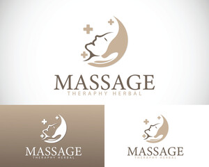Spa massage logo creative design concept care nature leave health herbal spine