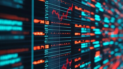Obraz premium Close-up of digital stock market data with vibrant graphs and indicators representing financial trends and analysis.