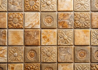 Intricate Details of Sandstone Ceramic Tiles Showcasing Natural Texture and Earthy Tones for Design