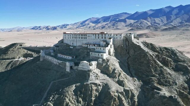 Hanle monastery, aerial view, Zanskar, Northern India, Himalayas, India