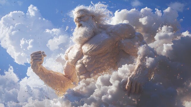 Titan Cronus - Symbol of Power and Domination Amidst Swirling Clouds