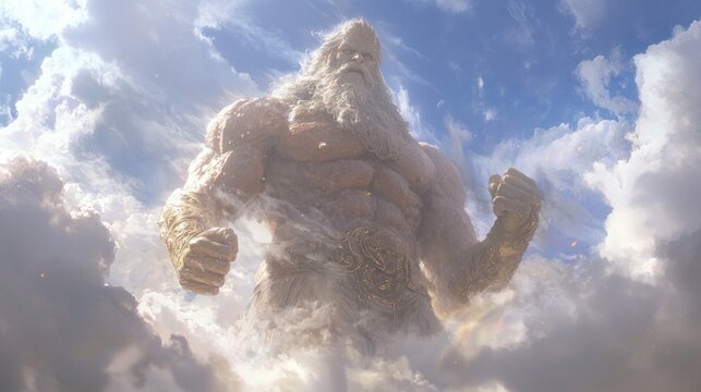 Titan Cronus - Symbol of Strength and Power Amidst Swirling Clouds