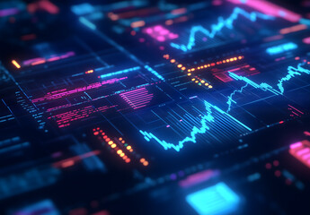 Fototapeta premium Futuristic Data Visualization with Neon Lines 