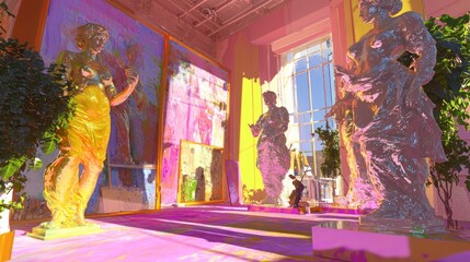 Fototapeta premium The Muse's Magic: Colorful Inspiring Studio with Artists and Creativity