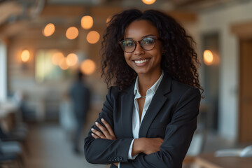 young smiling business woman with her arms crossed