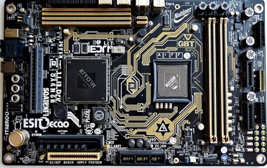 Circuit board with electrons. Motherboard. Electronic circuit board close up. Electronic computer hardware technology. Motherboard digital chip. Tech service.
