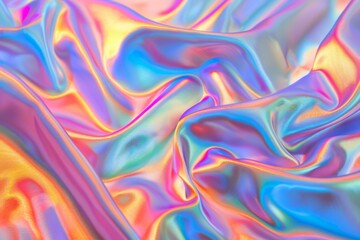 Obraz premium Photo of Holographic iridescent effect silk material. Background texture for backdrops or mapping