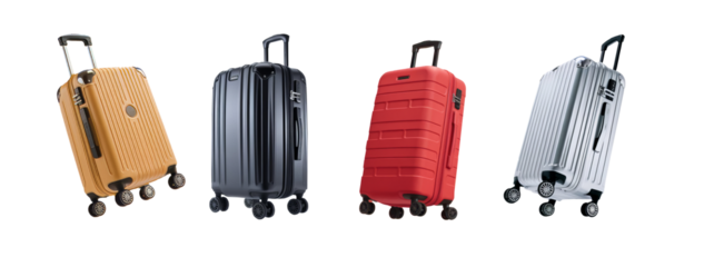 Collection of travel bags isolated on transparent background