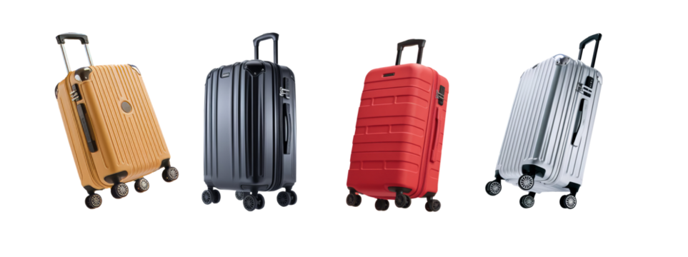 Collection of travel bags isolated on transparent background