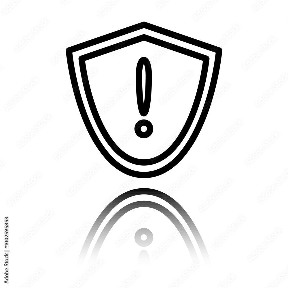 Aufkleber security simple icon, vector. flat design. black icon with mirror reflection. white background