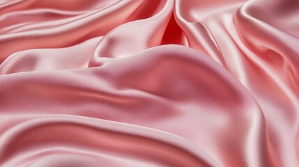 Obraz premium A close up of the texture and sheen on pink satin fabric, with its soft folds creating an elegant backdrop for product photography. The fabric's lustrous surface reflects light beautifully 