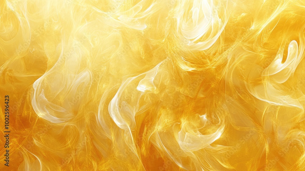 Poster Abstract swirling trails of hope create a captivating pattern on a golden-light yellow background, representing optimism in an artistic showcase