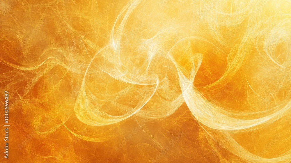 Poster abstract swirling trails representing hope, forming an intricate pattern on a golden-light yellow ba