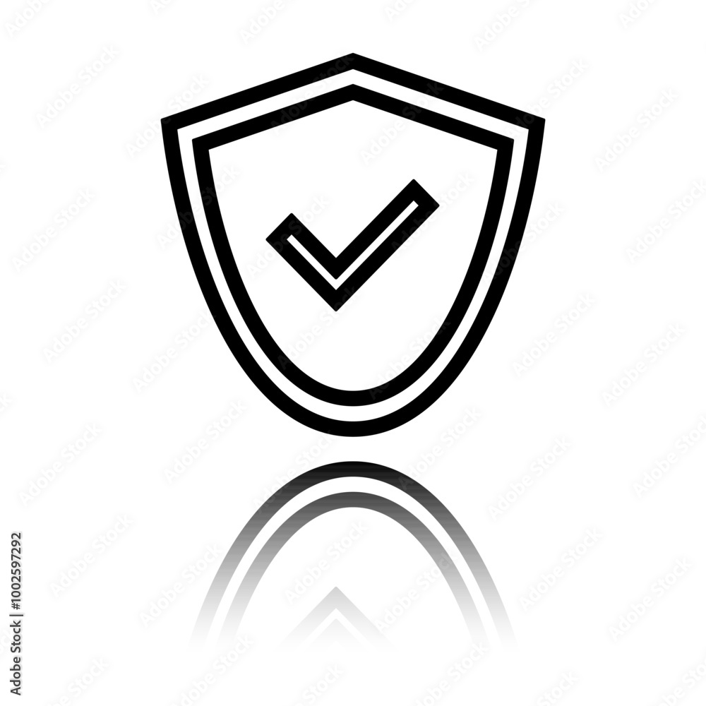Poster security vector, simple icon. flat design. black icon with mirror reflection. white background