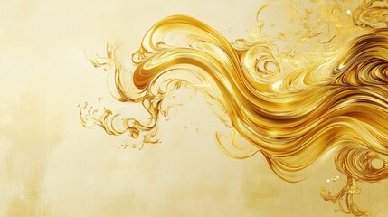 Fototapeta premium Stunning abstract design with swirling golden trails symbolizing hope on a light yellow background during an artistic display