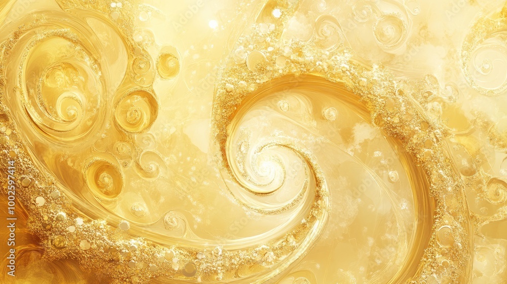 Poster stunning golden trails of hope swirl in delicate patterns on a light yellow background, creating a c