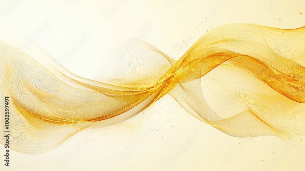 Poster swirling golden trails of hope create a mesmerizing abstract design on a light yellow backdrop, symb