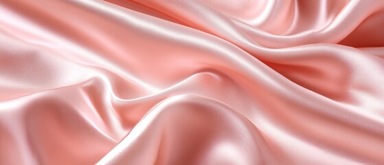 Obraz premium A close up of the texture and sheen on pink satin fabric, with its soft folds creating an elegant backdrop for product photography. The fabric's lustrous surface reflects light beautifully 