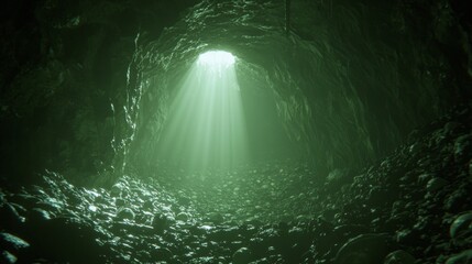 Fototapeta premium Epic Hero's Journey: Exploring Treasures and Dangers in a Dark Cave