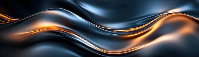 Abstract Wavy Metallic Surface with Golden Highlights
