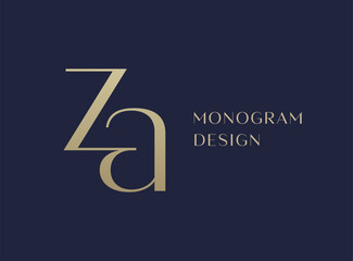 ZA letter logo icon design. Classic style luxury initials monogram.