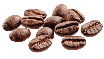 Coffee beans elegantly placed on a white backdrop for culinary inspiration