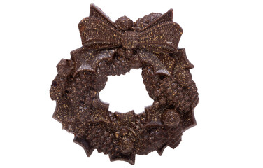 chocolate christmas wreath isolated