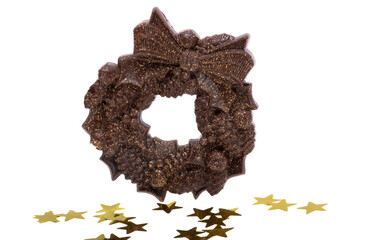chocolate christmas wreath isolated
