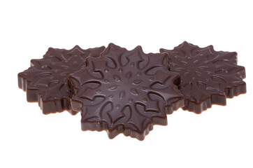 chocolate snowflakes isolated