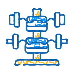w-barbell gym equipment doodle icon sketch vector. w-barbell gym equipment sign. isolated symbol illustration