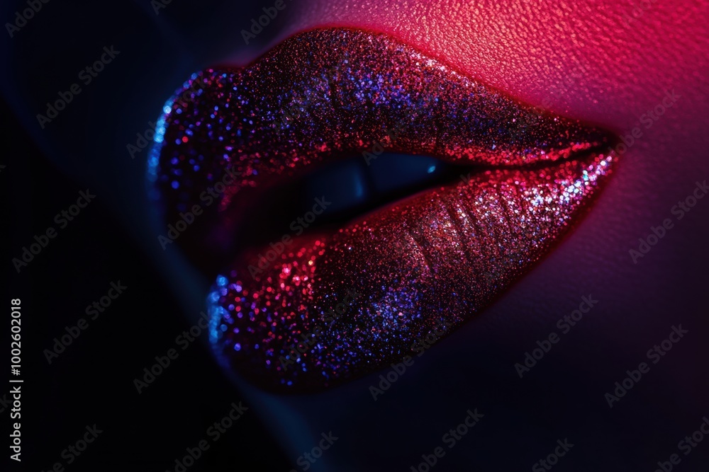 Poster glossy lips shine with a vibrant finish, reflecting light and highlighting the intricate details of 