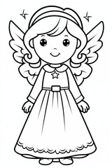 Coloring Page with Christmas magic angel.