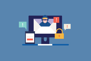 Hacker Prevention software, Preventing hacker from stealing personal and financial information, 2 step verification technology protecting account. Vector illustration background.