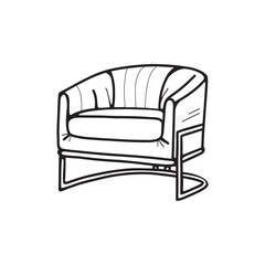 Armchair hand drawn . Vector illustration in doodle style