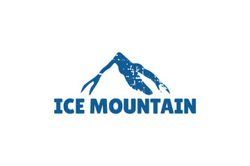 Ice Peak Mount Stone mountain adventure logo design. Minimalist mount ice peak logo