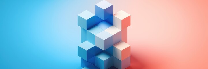 Obraz premium Abstract 3D Shape in Blue and Red Background