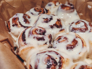 Freshly Baked Cinnamon Rolls with Cream