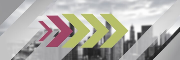 Abstract Arrows Pointing Towards a Cityscape Background