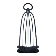 Watercolor Vintage Bird Cage Element Vector