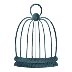 Watercolor Vintage Bird Cage Element Vector