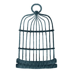 Watercolor Vintage Bird Cage Element Vector
