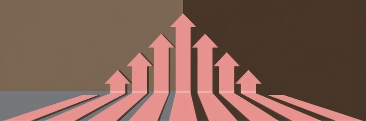 Abstract Arrows Rising Against a Minimalist Background