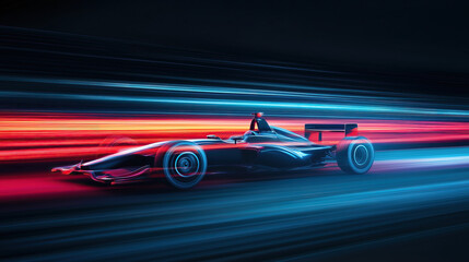 Obraz premium long exposure with motion blur light trail of formula one car