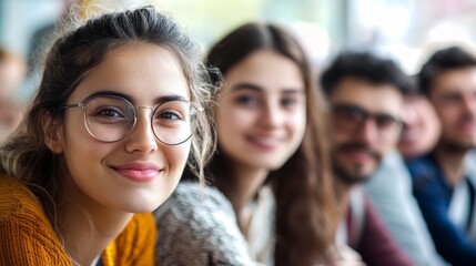 Fototapeta premium A Diverse Group of Smiling Young People Collaborating and Studying Together