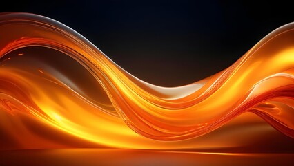 Abstract orange fluid shapes on dark background, modern digital art, website header