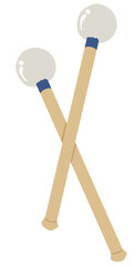 Bass Drum Mallets Illustration Isolated on White Background