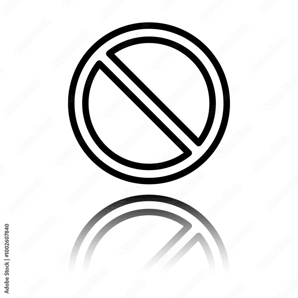 Aufkleber stop vector simple icon. flat design. black icon with mirror reflection. white background