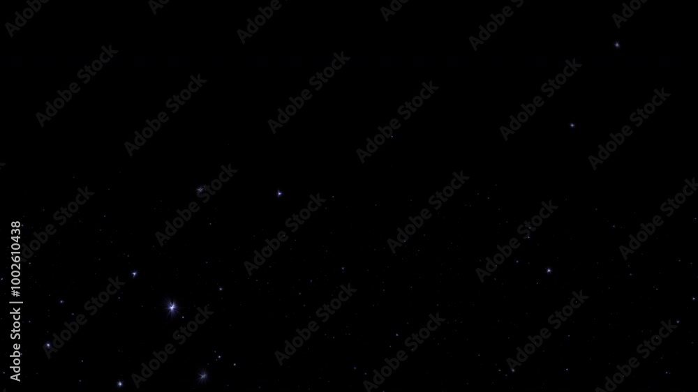 Poster loop white stars particles falling down animation on black abstract background. animation of fiery w